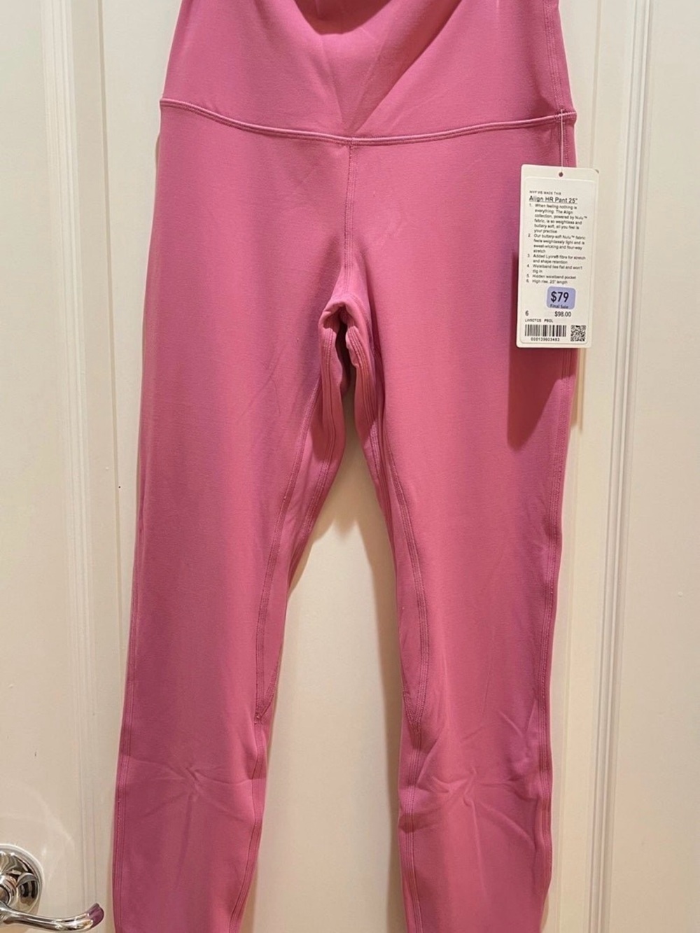 Lululemon Pink Double Lined High Rise Yoga Leggings Size 6 25" Inseam Color PBOL